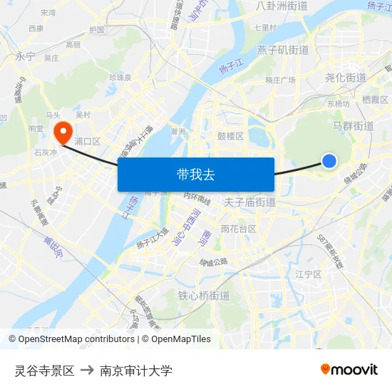 灵谷寺景区 to 南京审计大学 map