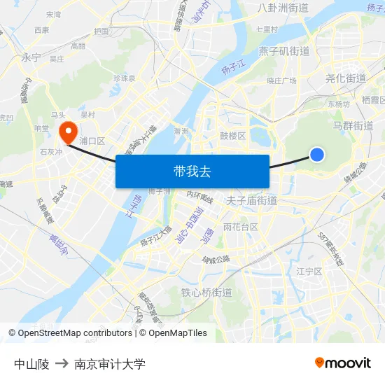 中山陵 to 南京审计大学 map