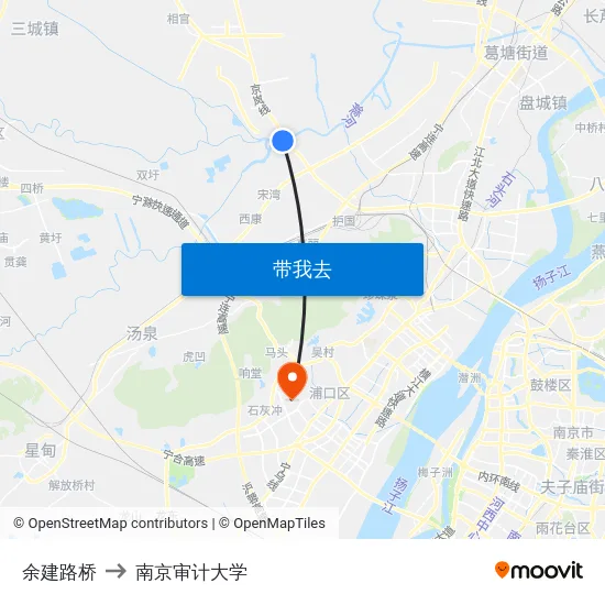 余建路桥 to 南京审计大学 map
