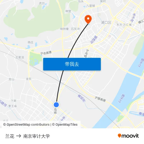 兰花 to 南京审计大学 map