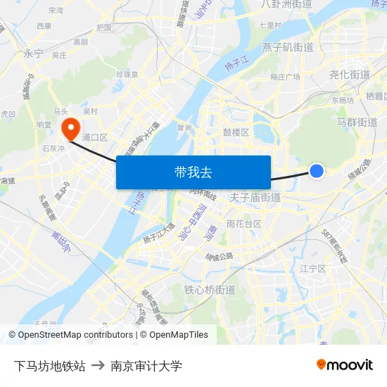 下马坊地铁站 to 南京审计大学 map