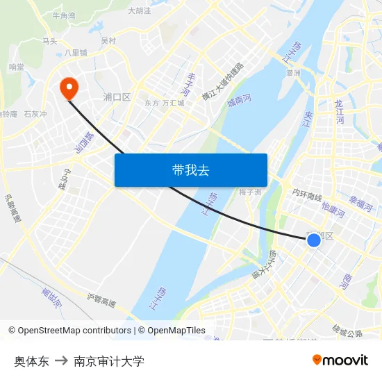 奥体东 to 南京审计大学 map