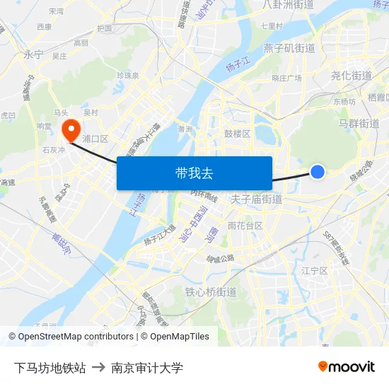 下马坊地铁站 to 南京审计大学 map