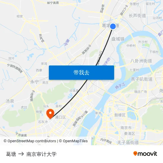 葛塘 to 南京审计大学 map