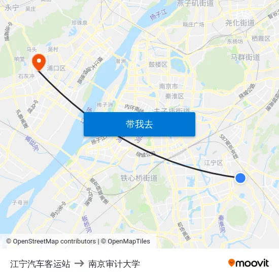 江宁汽车客运站 to 南京审计大学 map