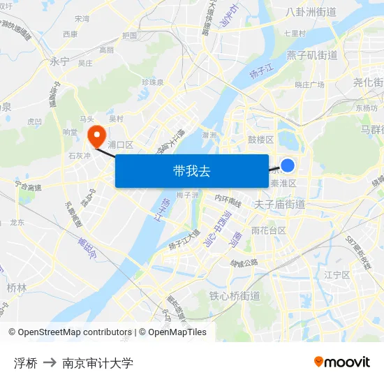 浮桥 to 南京审计大学 map