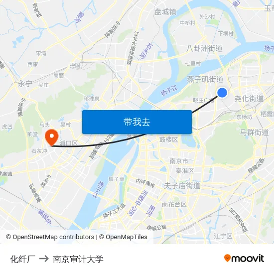 化纤厂 to 南京审计大学 map