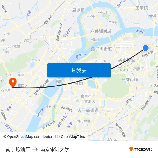 南京炼油厂 to 南京审计大学 map