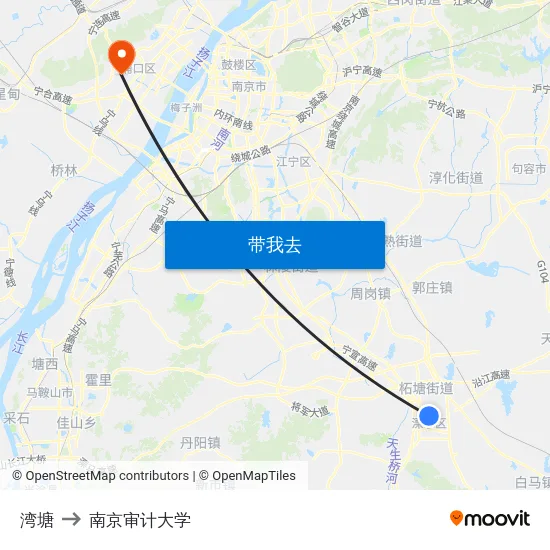湾塘 to 南京审计大学 map