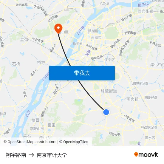 翔宇路南 to 南京审计大学 map