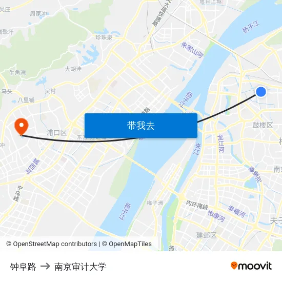 钟阜路 to 南京审计大学 map
