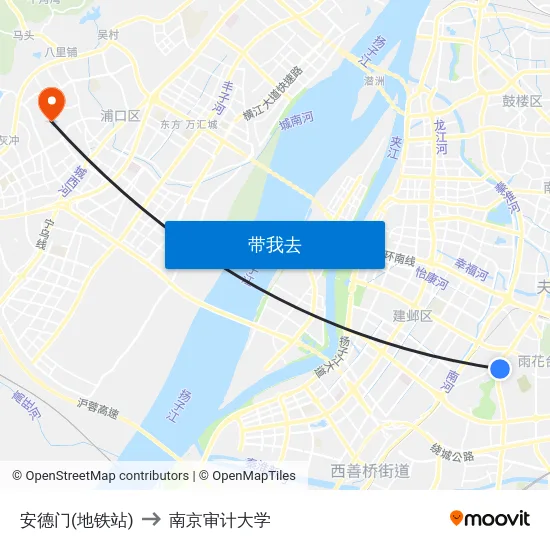 安德门(地铁站) to 南京审计大学 map