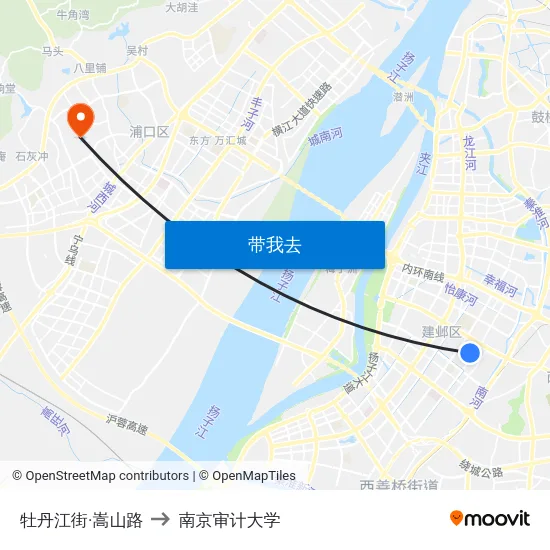 牡丹江街·嵩山路 to 南京审计大学 map