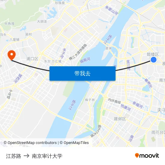 江苏路 to 南京审计大学 map