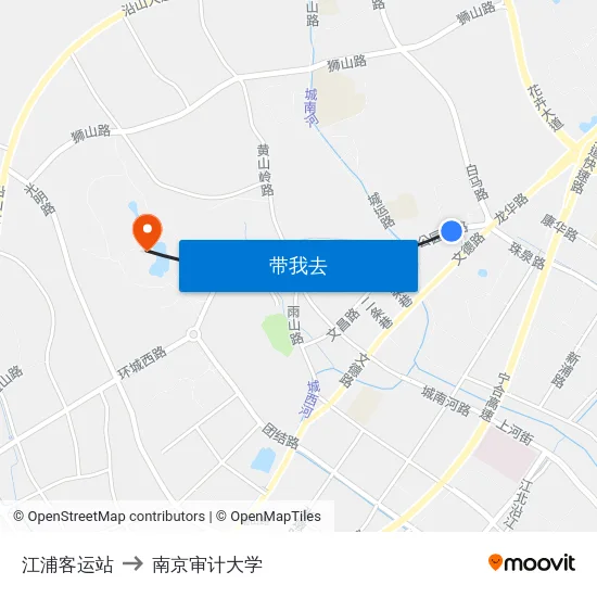 江浦客运站 to 南京审计大学 map