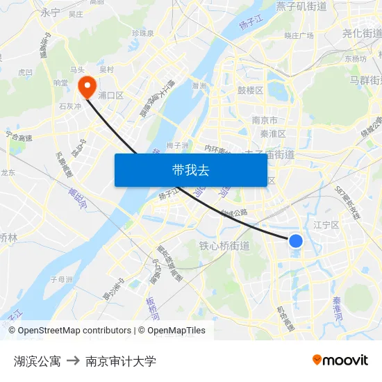 湖滨公寓 to 南京审计大学 map