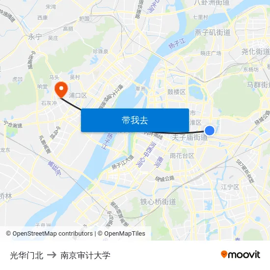 光华门北 to 南京审计大学 map