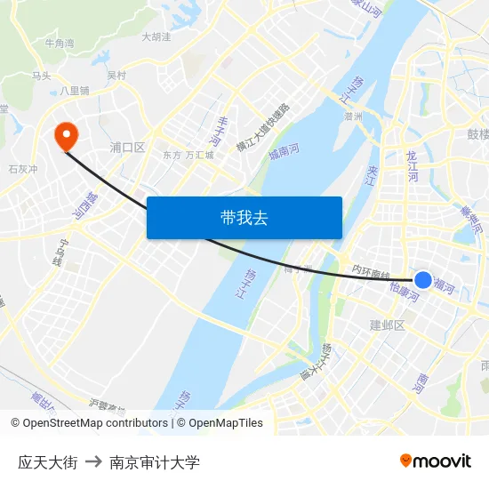 应天大街 to 南京审计大学 map