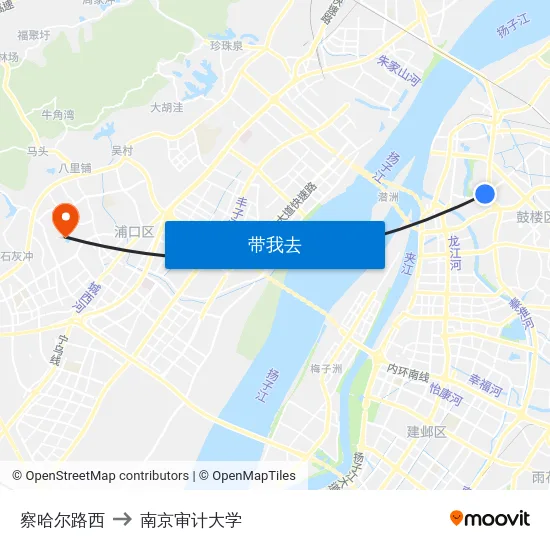 察哈尔路西 to 南京审计大学 map