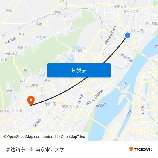 泰达路东 to 南京审计大学 map
