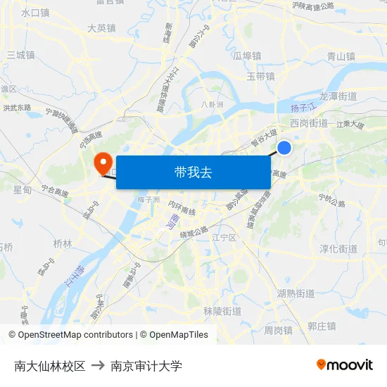 南大仙林校区 to 南京审计大学 map