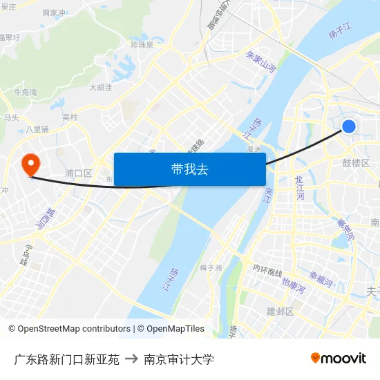 广东路新门口新亚苑 to 南京审计大学 map
