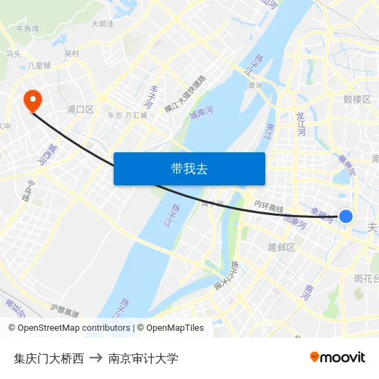 集庆门大桥西 to 南京审计大学 map