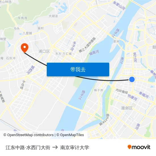 江东中路·水西门大街 to 南京审计大学 map