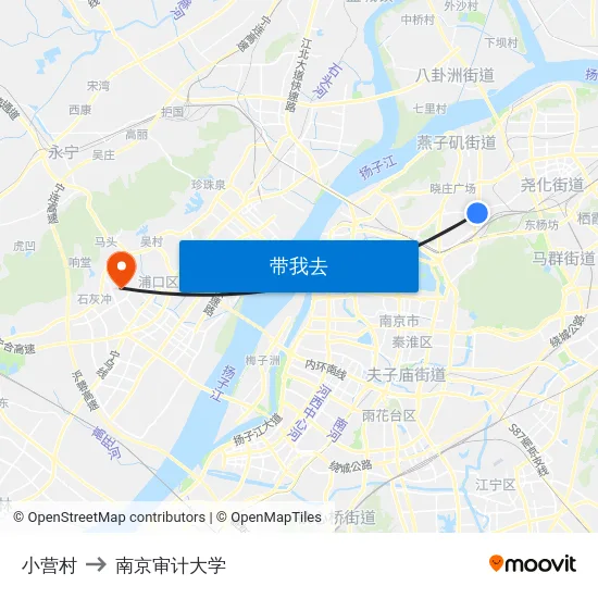小营村 to 南京审计大学 map