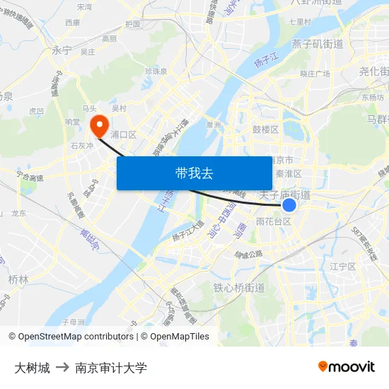 大树城 to 南京审计大学 map