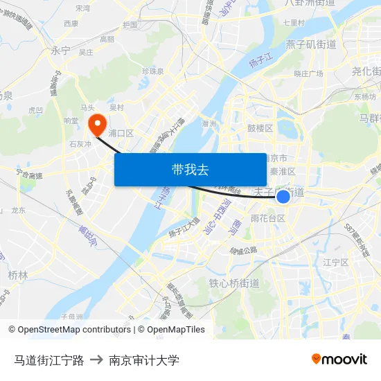 马道街江宁路 to 南京审计大学 map