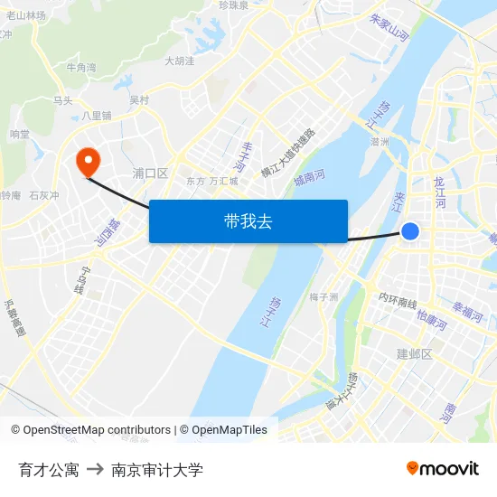 育才公寓 to 南京审计大学 map