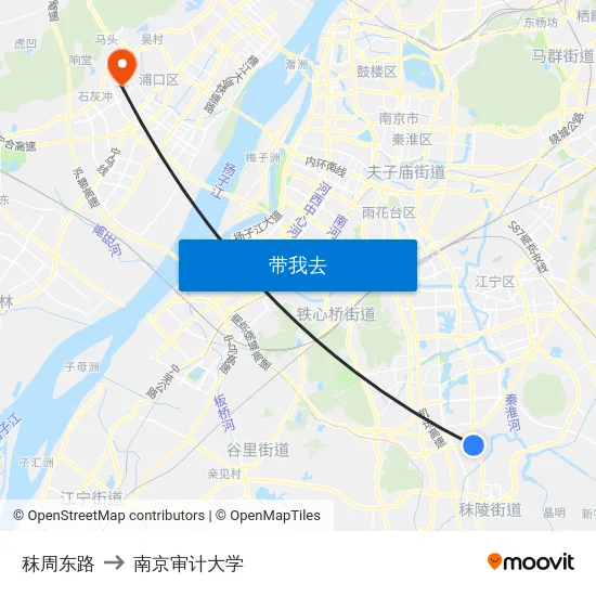 秣周东路 to 南京审计大学 map