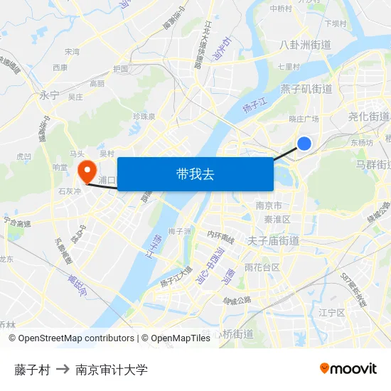 藤子村 to 南京审计大学 map