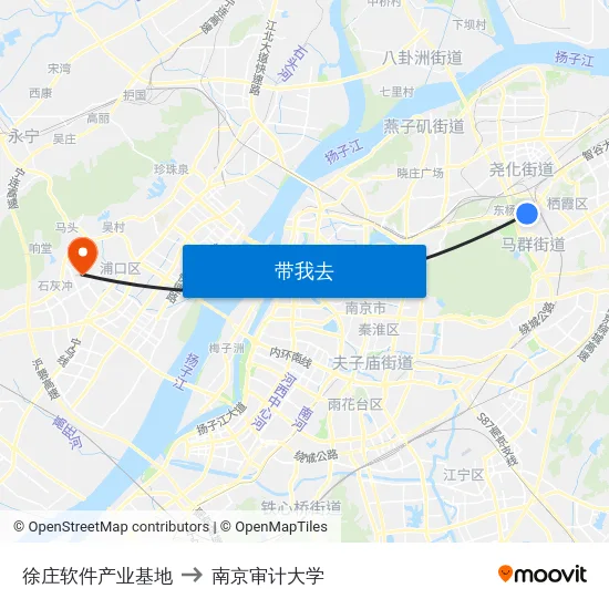 徐庄软件产业基地 to 南京审计大学 map