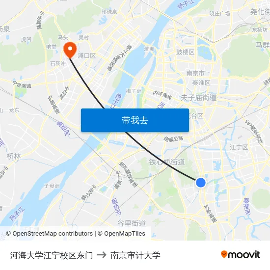 河海大学江宁校区东门 to 南京审计大学 map