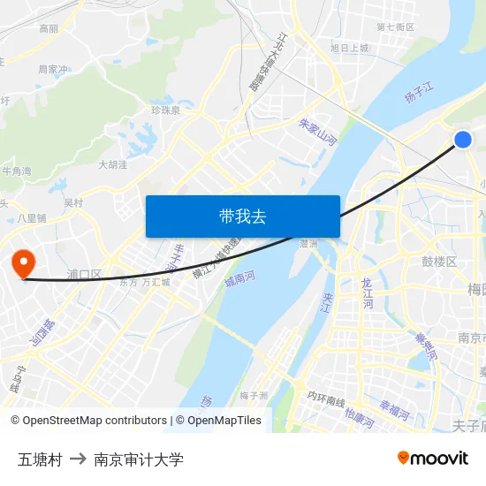 五塘村 to 南京审计大学 map
