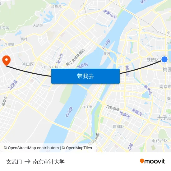 玄武门 to 南京审计大学 map