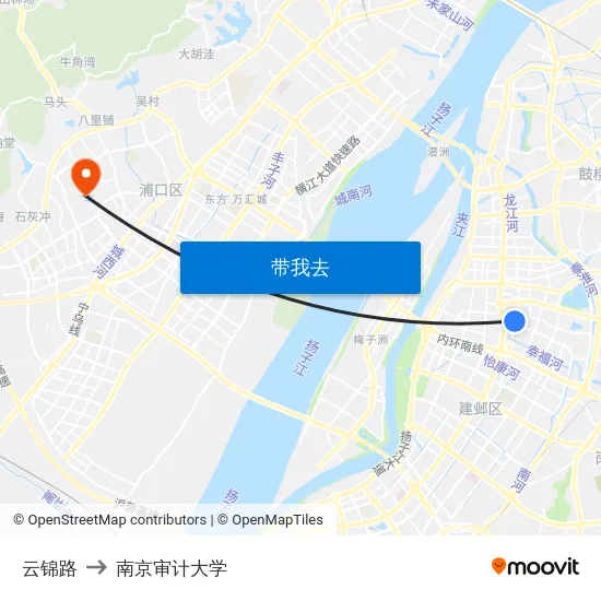 云锦路 to 南京审计大学 map