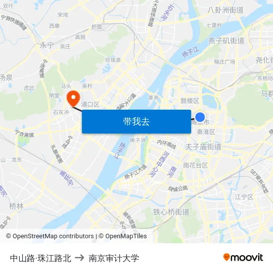 中山路·珠江路北 to 南京审计大学 map