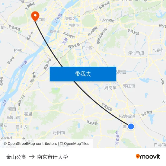 金山公寓 to 南京审计大学 map