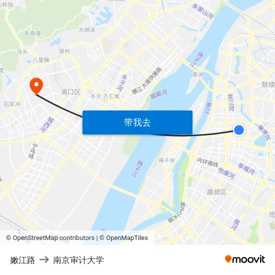 嫩江路 to 南京审计大学 map