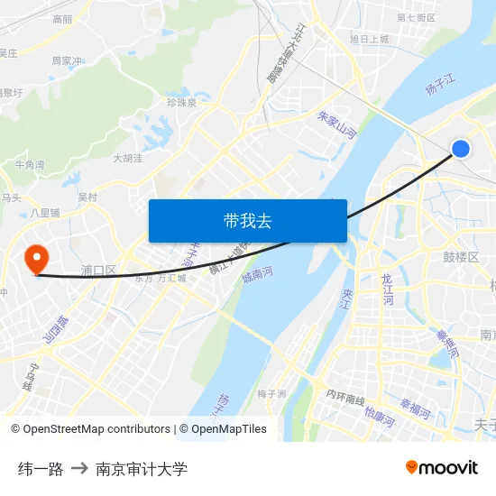 纬一路 to 南京审计大学 map