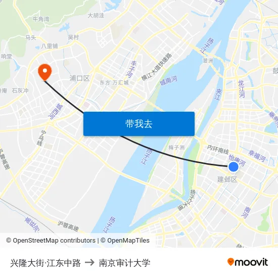 兴隆大街·江东中路 to 南京审计大学 map