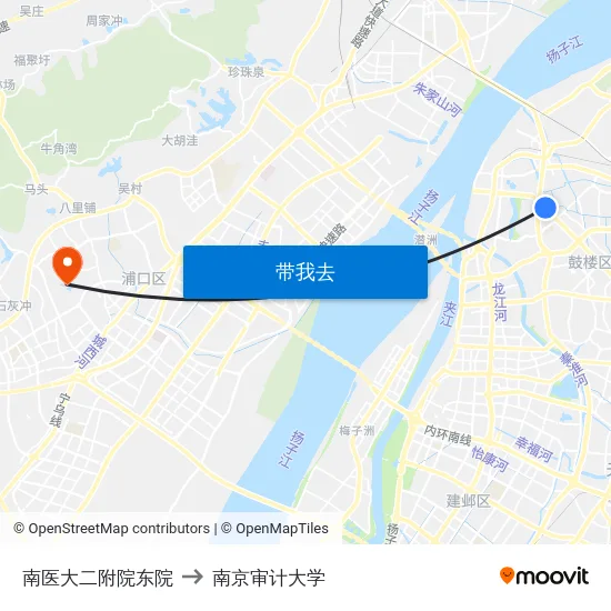 南医大二附院东院 to 南京审计大学 map