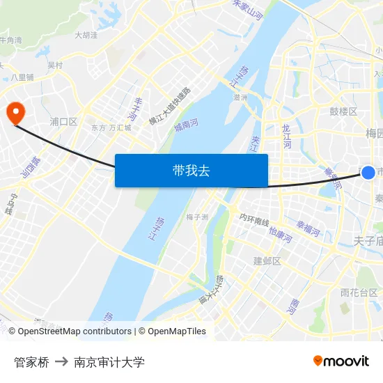 管家桥 to 南京审计大学 map