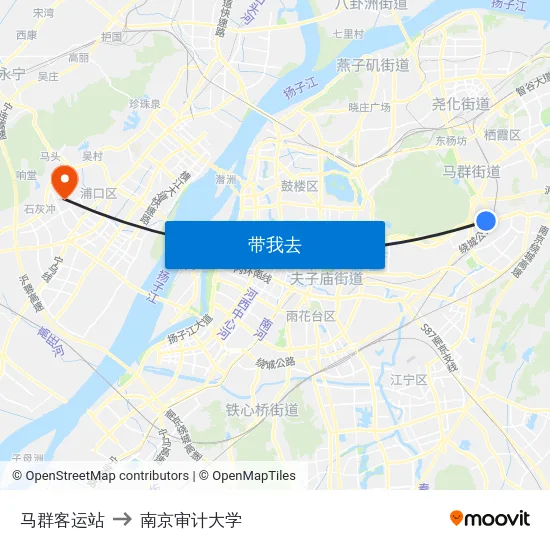 马群客运站 to 南京审计大学 map