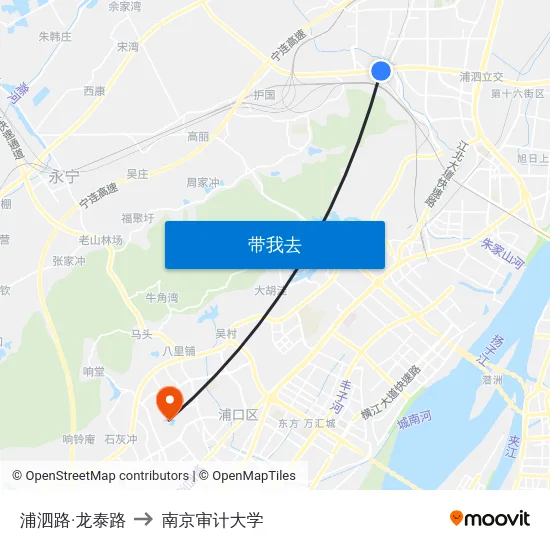 浦泗路·龙泰路 to 南京审计大学 map