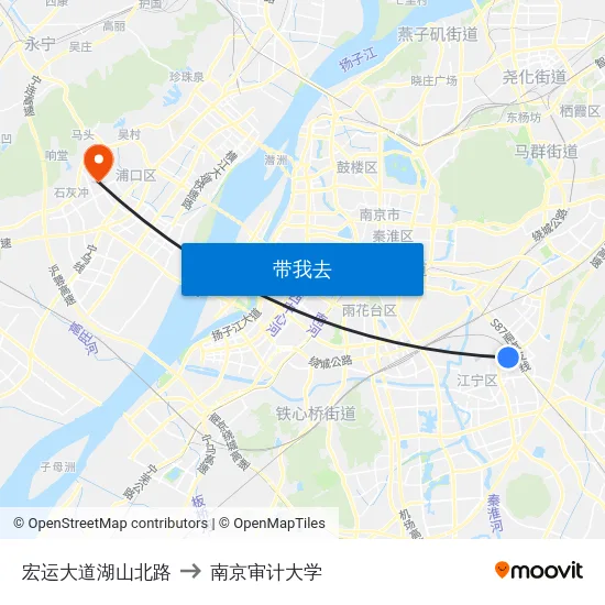 宏运大道湖山北路 to 南京审计大学 map