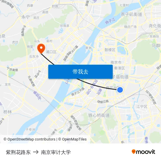 紫荆花路东 to 南京审计大学 map